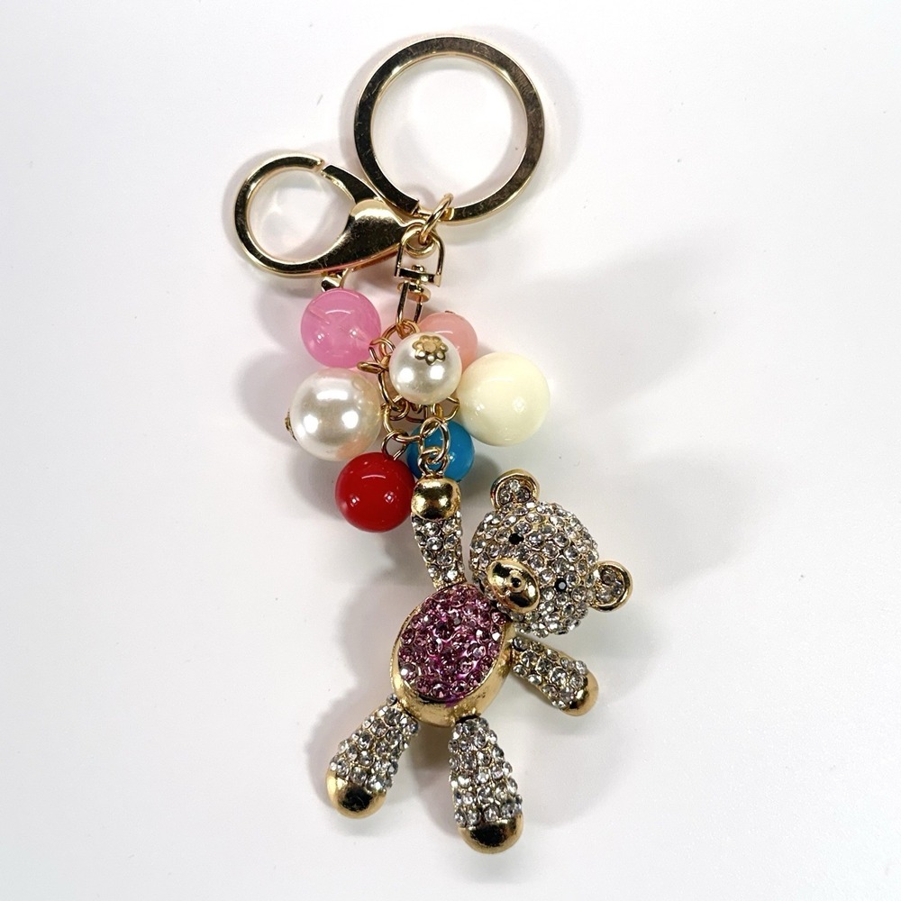 Adorable New Bling Pink‎ Bear Keyring Floating W Multicolor Vibrant Ballon's !!!